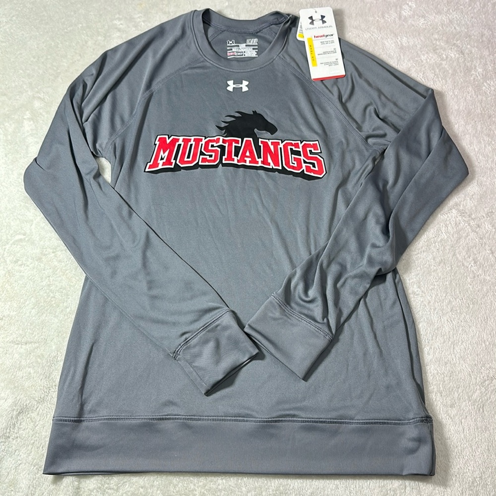 Under Armour Women’s Mustangs Long Sleeve Gray Heat Gear Shirt Size Small